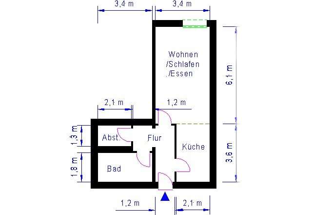 Etagenwohnung Magdeburg Neustädter See - 1 Zimmer, 43 m&sup2;, 276&euro; | Angebot:27235141