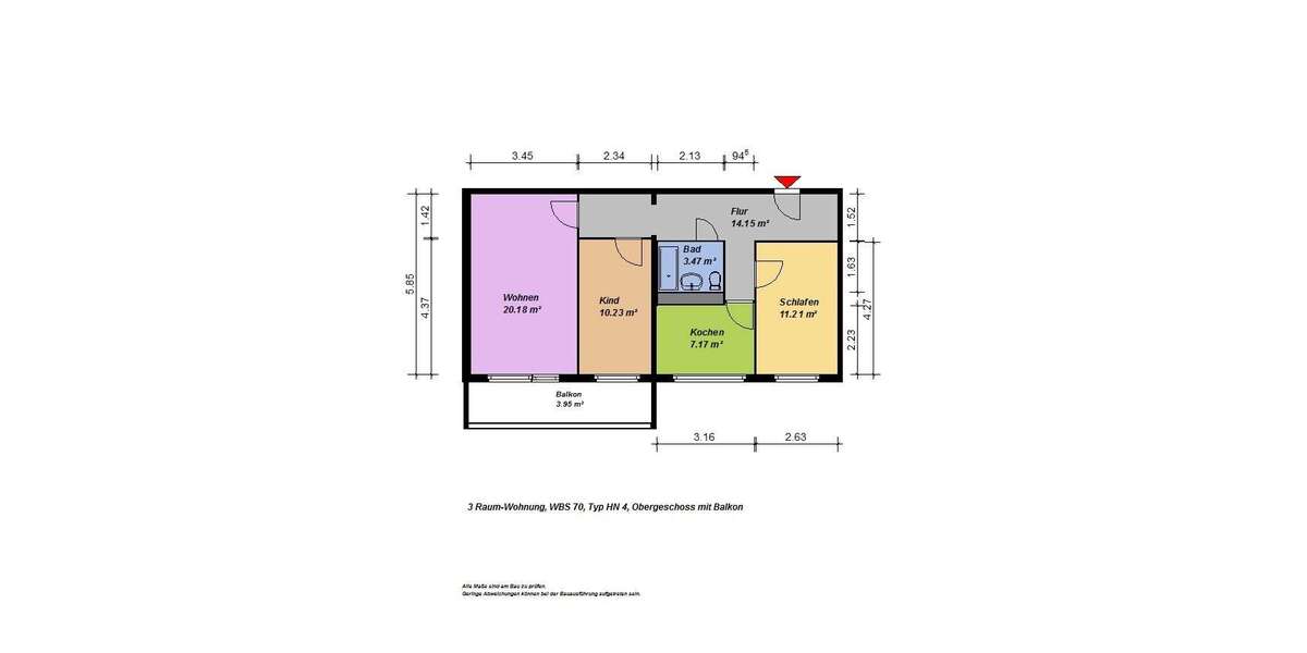 Etagenwohnung Neubrandenburg Südstadt - 3 Zimmer, 70 m&sup2;, 420&euro; | Angebot:27324015